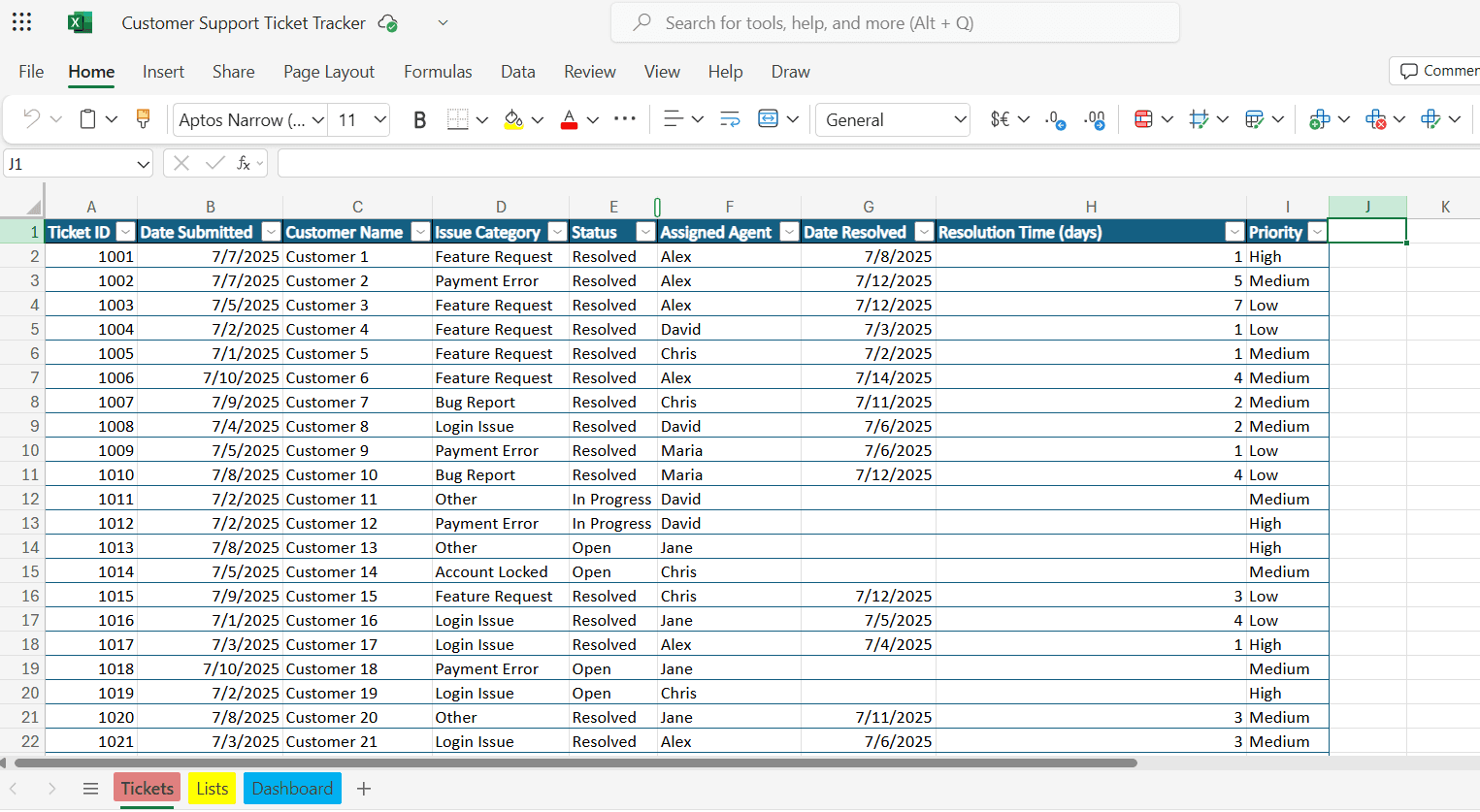 Customer Support Ticket Tracker
